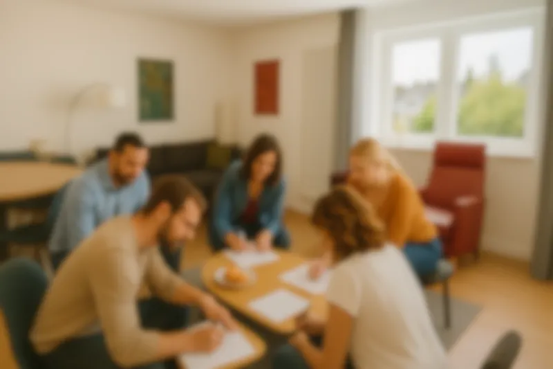 Gruppe von Personen am Tisch in Workshop-Situation
