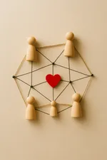 Symbol eines Herzens als Sinnbild für das Familiennetz